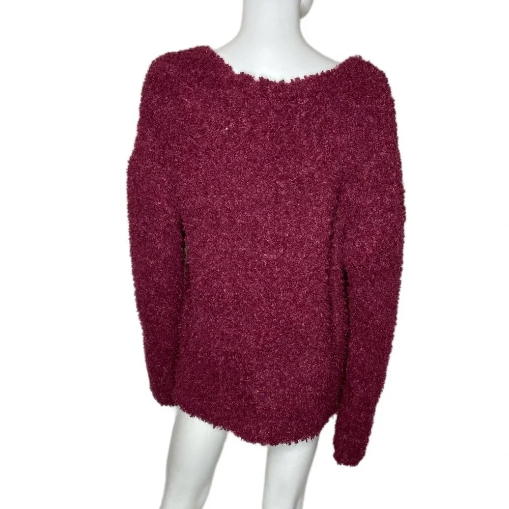 RXB Women's Zinfandel V-Neck Fluffy Popcorn Button Front Sweater Cardigan sz M
